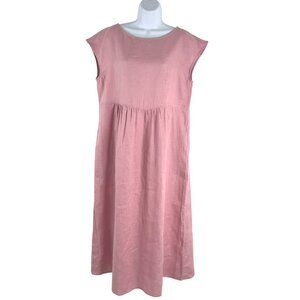 Lintico Linen Dress Large Pink Sleeveless Solid Lagenlook Minimalist NWT DR-1765